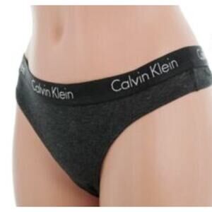 Calvin Klein Women's Motive Cotton Blend Thong in Charcoal XL MSRP $20 QP18030